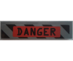 Tile 1 x 4 with 'DANGER' in Red Rectangle and Black Danger Stripes Pattern (Sticker) - Set 70163