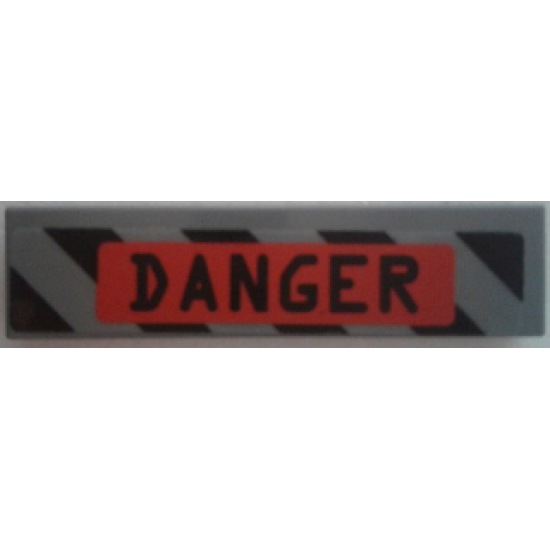 Tile 1 x 4 with 'DANGER' in Red Rectangle and Black Danger Stripes Pattern (Sticker) - Set 70163