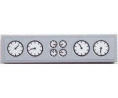 Tile 1 x 4 with Gauges on Light Bluish Gray Background Pattern (Sticker) - Set 9484
