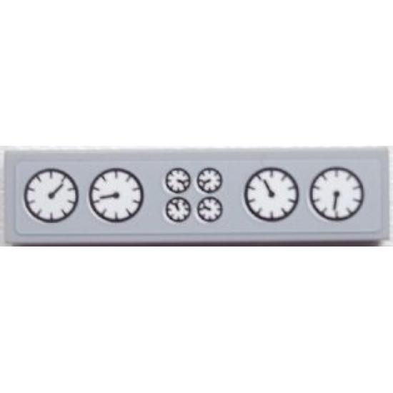 Tile 1 x 4 with Gauges on Light Bluish Gray Background Pattern (Sticker) - Set 9484