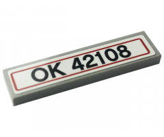 Tile 1 x 4 with 'OK 42108' License Plate Pattern (Sticker) - Set 42108