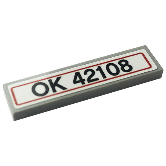 Tile 1 x 4 with 'OK 42108' License Plate Pattern (Sticker) - Set 42108