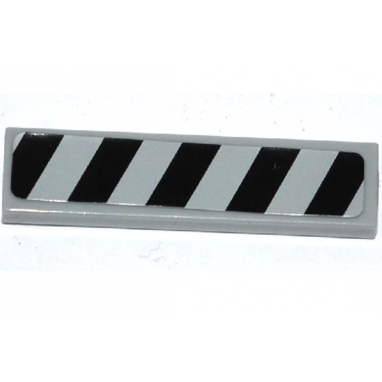 Tile 1 x 4 with Black and Light Bluish Gray Danger Stripes Pattern (Sticker) - Set 75092