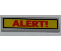 Tile 1 x 4 with Red 'ALERT!' on Yellow Background Pattern (Sticker) - Set 6860