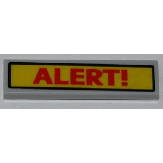 Tile 1 x 4 with Red 'ALERT!' on Yellow Background Pattern (Sticker) - Set 6860