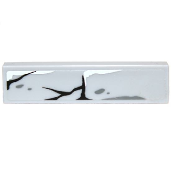 Tile 1 x 4 with Bricks and Large Cracks Pattern (Sticker) - Set 9473