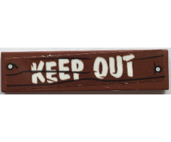 Tile 1 x 4 with Wood Grain, 2 Nails and 'KEEP OUT' Pattern (Sticker) - Set 70907