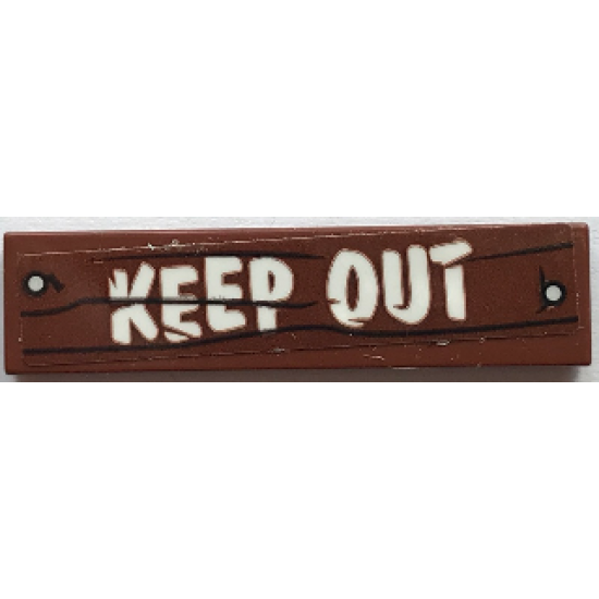 Tile 1 x 4 with Wood Grain, 2 Nails and 'KEEP OUT' Pattern (Sticker) - Set 70907