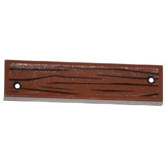 Tile 1 x 4 with Wood Grain and 2 Silver Nails Pattern (Sticker) - Set 60046