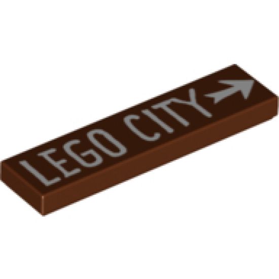 Tile 1 x 4 with White 'LEGO CITY' and Arrow Pattern