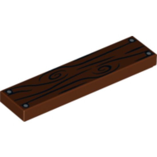 Tile 1 x 4 with Wood Grain and 4 Nails Pattern