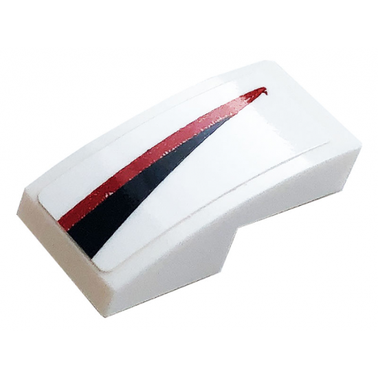 Slope, Curved 2 x 1 with Red and Black Stripe Pattern Model Left Side (Sticker) - Set 76896