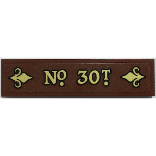 Tile 1 x 4 with Gold 'No 30T' Pattern (Sticker) - Set 70430