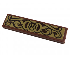 Tile 1 x 4 with Dark Red and Dark Tan Scrollwork Pattern (Sticker) - Set 76382