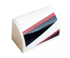 Slope, Curved 1 x 2 x 1 with Black and Red Stripes Pattern Model Left Side (Sticker) - Set 76896