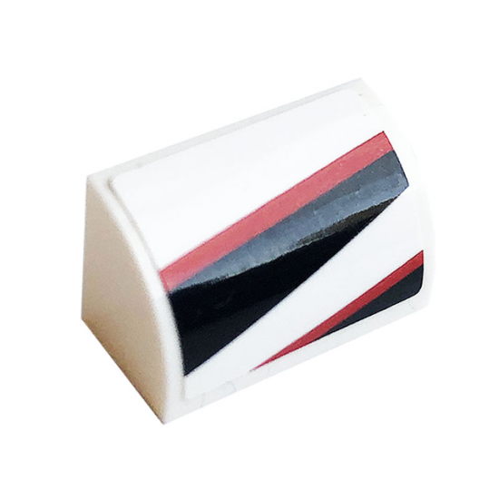 Slope, Curved 1 x 2 x 1 with Black and Red Stripes Pattern Model Left Side (Sticker) - Set 76896