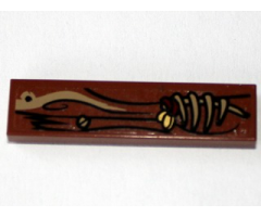 Tile 1 x 4 with Wood Grain, 1 Screw and Bones Pattern (Sticker) - Set 79010