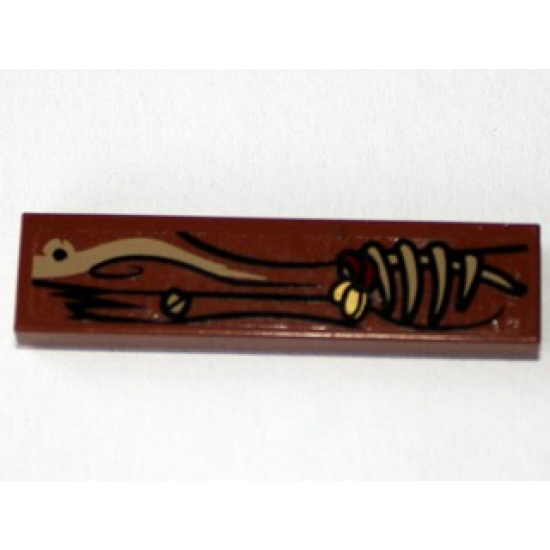 Tile 1 x 4 with Wood Grain, 1 Screw and Bones Pattern (Sticker) - Set 79010