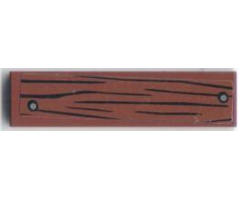 Tile 1 x 4 with Wood Grain and 2 Dark Bluish Gray Nails on Reddish Brown Background Pattern (Sticker) - Set 60071