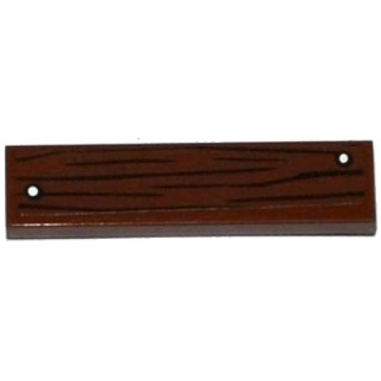 Tile 1 x 4 with Wood Grain and 2 White Nails Pattern (Sticker) - Set 60068