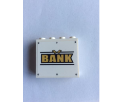 Panel 1 x 4 x 3 with Side Supports - Hollow Studs with 'BANK' Pattern (Sticker) - Set 60175