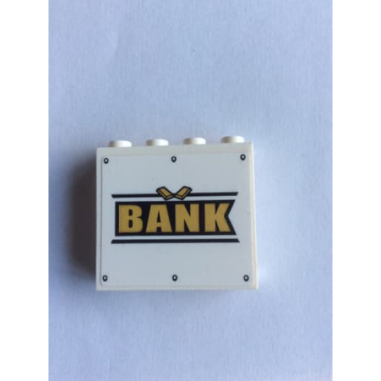 Panel 1 x 4 x 3 with Side Supports - Hollow Studs with 'BANK' Pattern (Sticker) - Set 60175