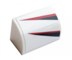 Slope, Curved 1 x 2 x 1 with Red and Black Stripe Pattern Model Right Side (Sticker) - Set 76896