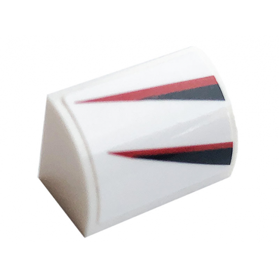 Slope, Curved 1 x 2 x 1 with Red and Black Stripe Pattern Model Right Side (Sticker) - Set 76896