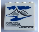 Panel 1 x 4 x 3 with Side Supports - Hollow Studs with 'Wildlife Caravans' Pattern (Sticker) - Set 60182