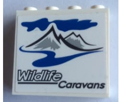 Panel 1 x 4 x 3 with Side Supports - Hollow Studs with 'Wildlife Caravans' Pattern (Sticker) - Set 60182