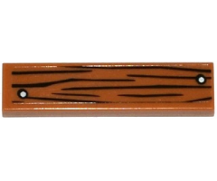Tile 1 x 4 with Wood Grain and 2 Silver Nails Pattern (Sticker) - Set 60095