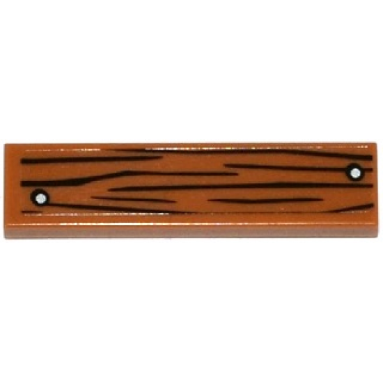 Tile 1 x 4 with Wood Grain and 2 Silver Nails Pattern (Sticker) - Set 60095
