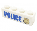 Brick 1 x 4 with Blue 'POLICE' and Gold Police Badge Pattern (Sticker) - Set 60141