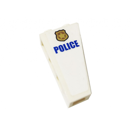 Slope, Inverted 75 2 x 1 x 3 with Blue 'POLICE' and Gold Police Badge Pattern Model Left Side (Sticker) - Set 60141
