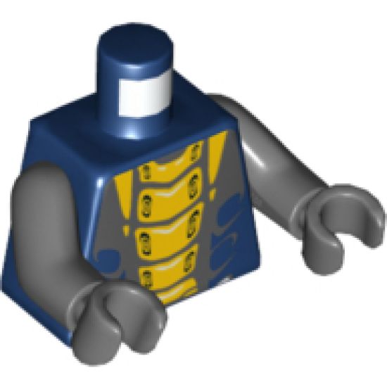 Torso Ninjago Snake with Yellow and Dark Bluish Gray Scales Pattern (Slithraa) / Dark Bluish Gray Arms / Dark Bluish Gray Hands