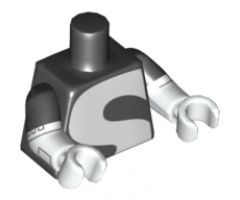 Torso with Large White Letter 'S' Pattern / White Arms with Black Short Sleeves and Silver Trim Pattern / White Hands