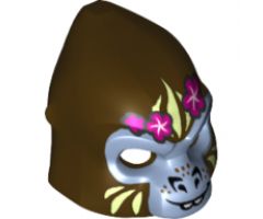 Minifigure, Headgear Mask Gorilla with Gray Face, Light Yellow Face Paint and Pink Flowers Pattern
