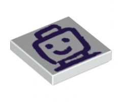 Tile 2 x 2 with Dark Purple Drawing of Minifigure Head and Shoulders Pattern