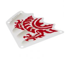 Cloth Sail Triangular 13 x 15 Tapered Top and Wavy Edge with Red Dragon Hind Legs and Torso Pattern