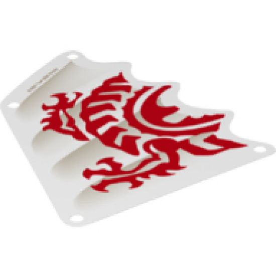 Cloth Sail Triangular 13 x 15 Tapered Top and Wavy Edge with Red Dragon Hind Legs and Torso Pattern