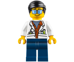 City Jungle Scientist - White Lab Coat with Test Tubes, Dark Blue Legs, Black Smooth Hair