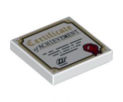 Tile 2 x 2 with 'Certificate of ACHIEVEMENT', Gold Border, Red Ribbon Pattern