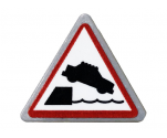 Road Sign 2 x 2 Triangle with Clip with Car Falling into Water Pattern (Sticker) - Set 60213