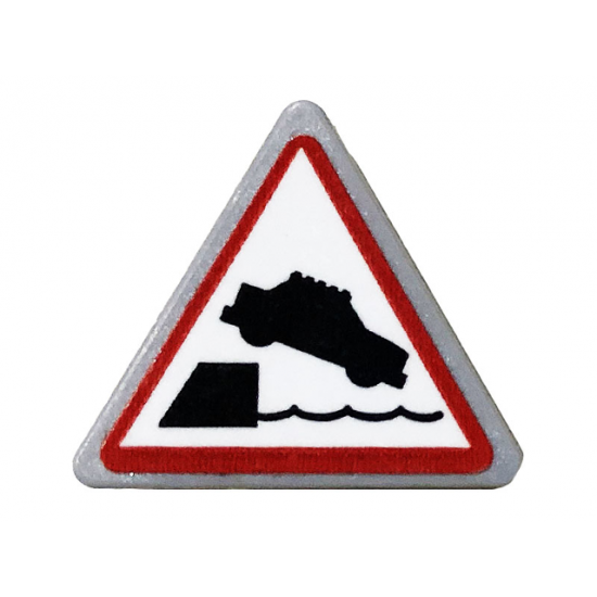 Road Sign 2 x 2 Triangle with Clip with Car Falling into Water Pattern (Sticker) - Set 60213