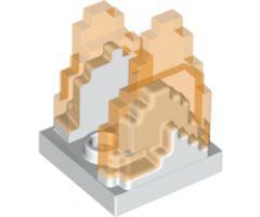 Wave Pixelated (Flame) on Plate 2 x 2 with 2 Studs in Center with Molded Trans-Orange Fire Pattern