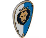 Minifigure, Shield Ovoid with Lion Head on White and Blue Pattern