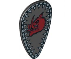 Minifigure, Shield Ovoid with Boar Head and Silver Border Pattern