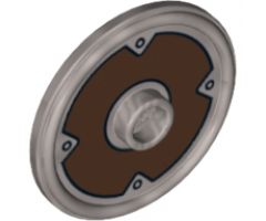 Minifigure, Shield Round with Stud and Ring Around Edge with Dark Brown Ring and 4 Rivets Pattern