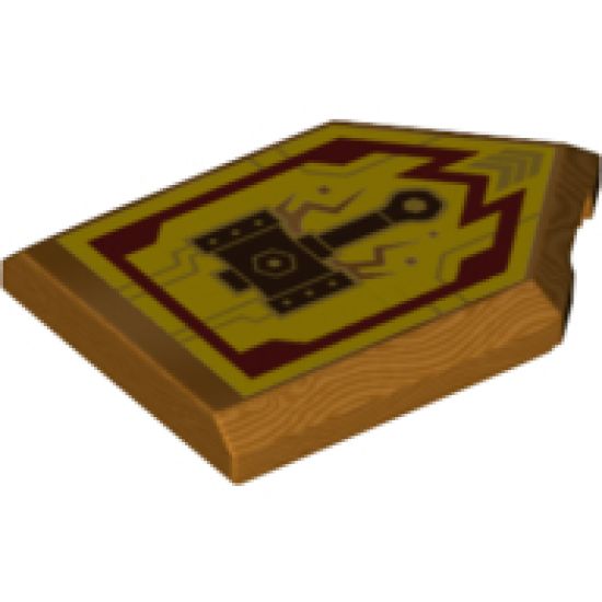 Tile, Modified 2 x 3 Pentagonal with Nexo Power Shield Pattern - Merlok Power Hammer