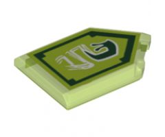 Tile, Modified 2 x 3 Pentagonal with Nexo Power Shield Pattern - Slime Slugs